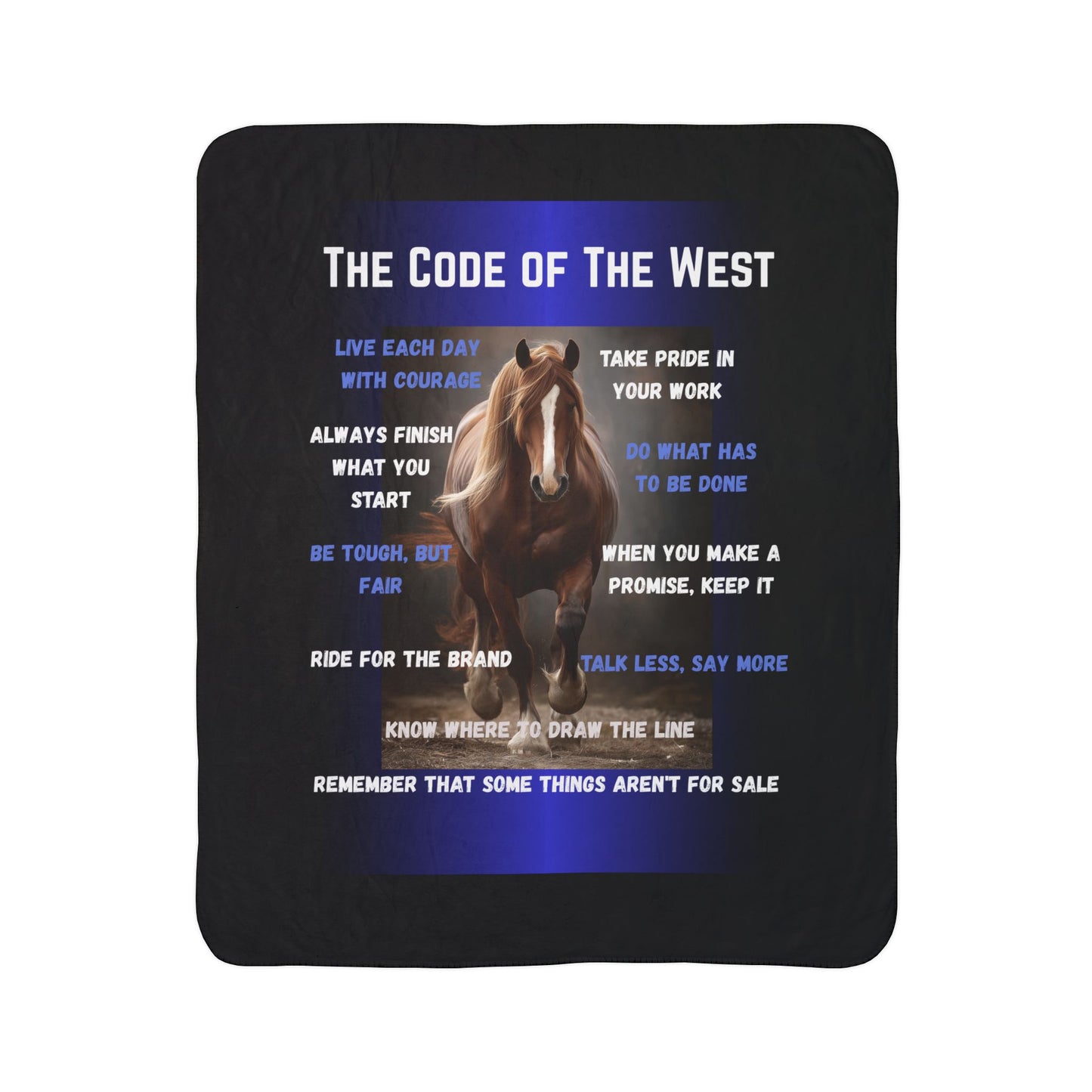 The Code of The West Fleece Sherpa Blanket - Cozy Inspirational Cowboy Decor
