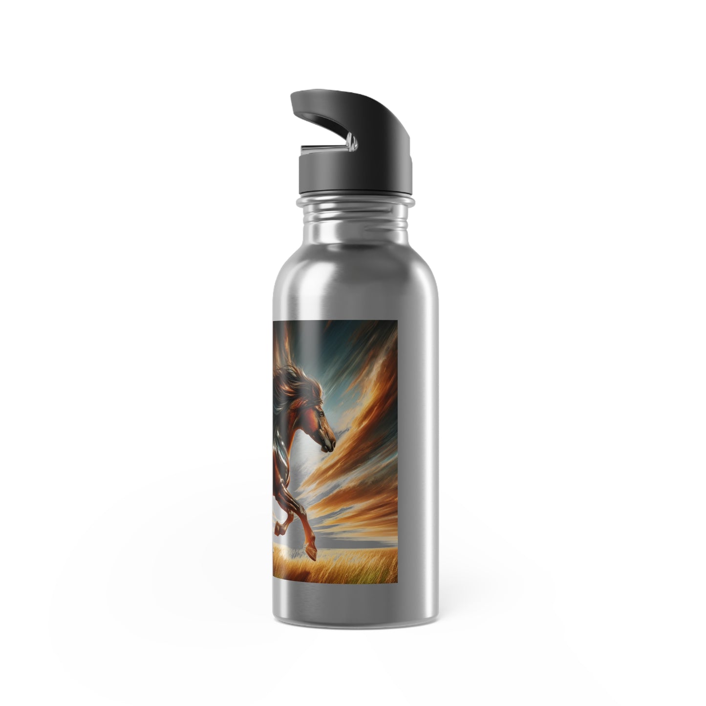 Stainless Steel Water Bottle With Straw Spirt Horse image, 20oz
