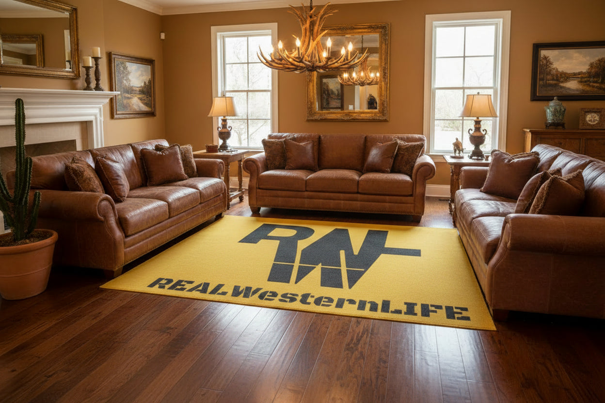 Real Western Life Black Brand- Home Decor - Yellow Area Rug - Customize