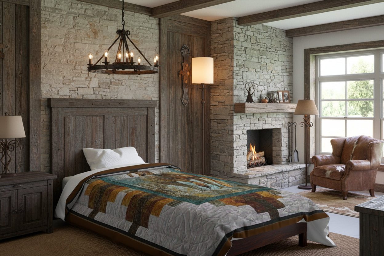 Rustic Horse Comforter | Cozy Quilted Blanket