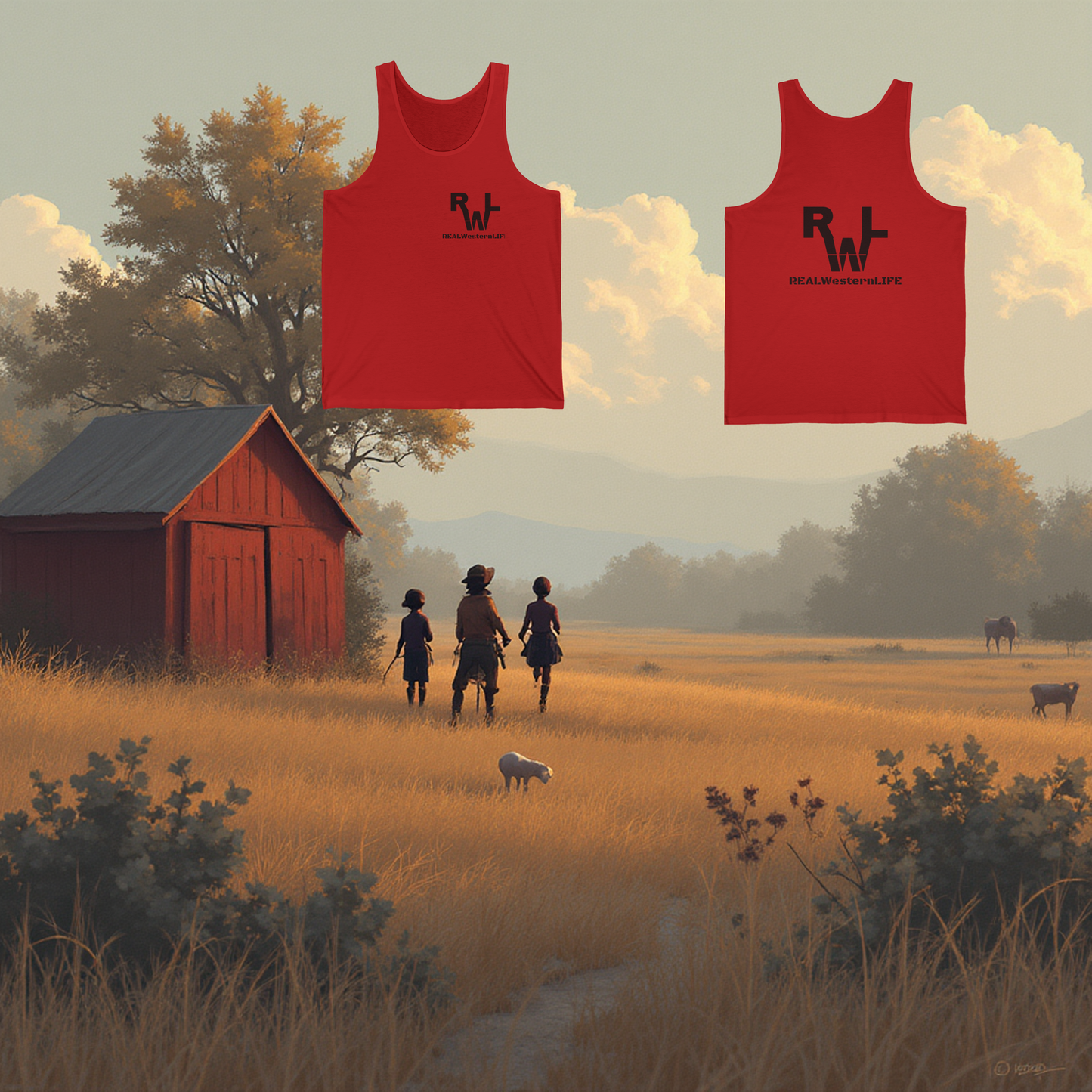 Unisex Jersey Tank - Customize with your own Brand/Ranch name or wear the Real Western Life (RWL) Branding, Size XS - 2XL