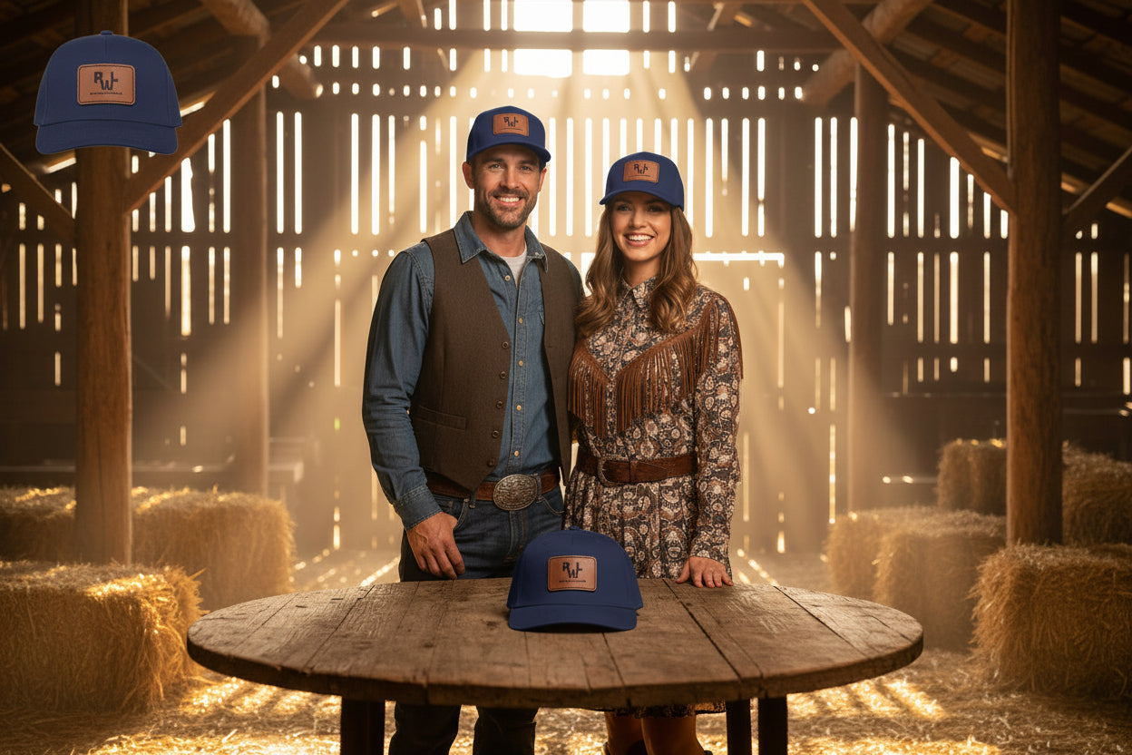 Real Western Life -Leather Patch Baseball Cap — Retro Rugged Logo Hat