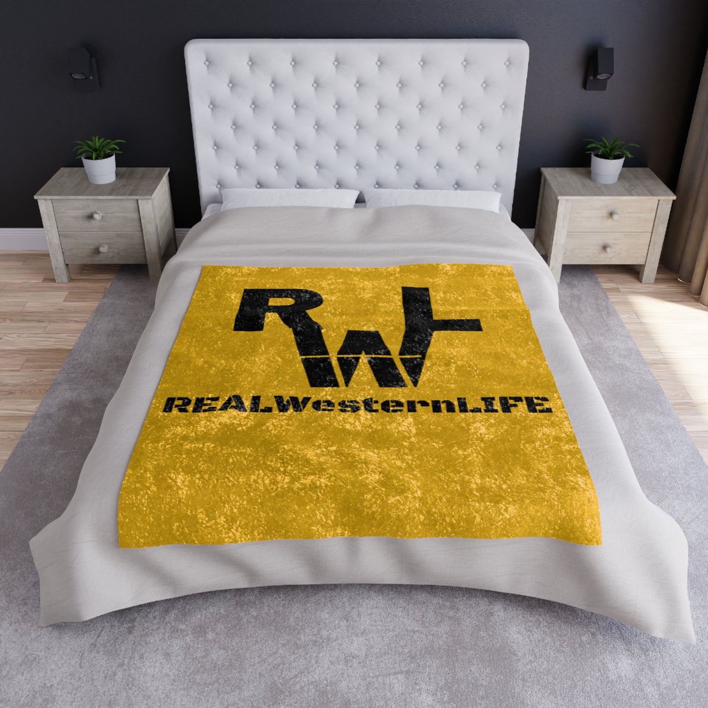 Real Western Life - Customized Cozy Crushed Velvet Blanket w/Your Brand and Ranch Name