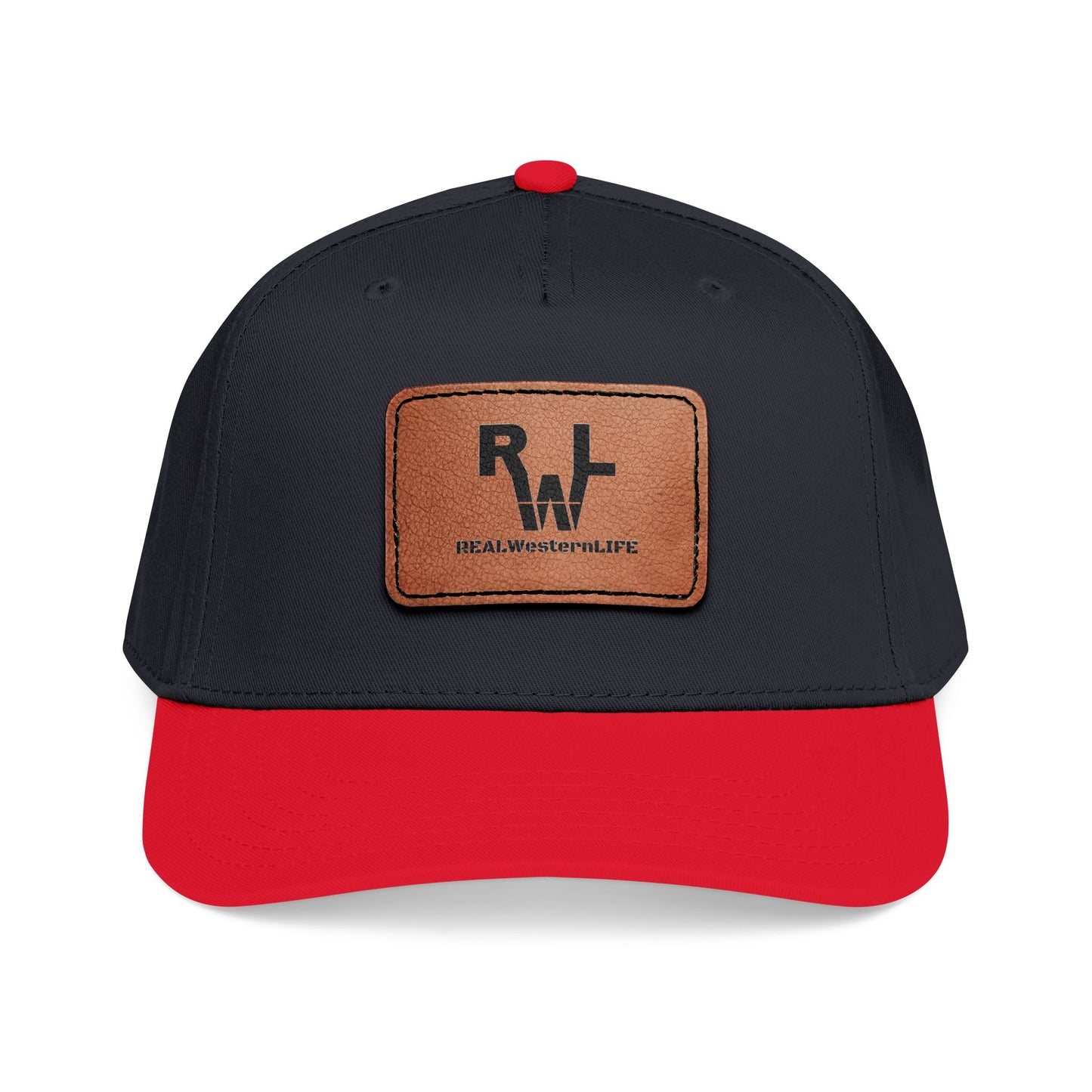 Real Western Life -Leather Patch Baseball Cap — Retro Rugged Logo Hat