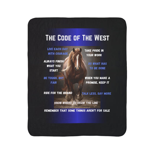 The Code of The West Fleece Sherpa Blanket - Cozy Inspirational Cowboy Decor