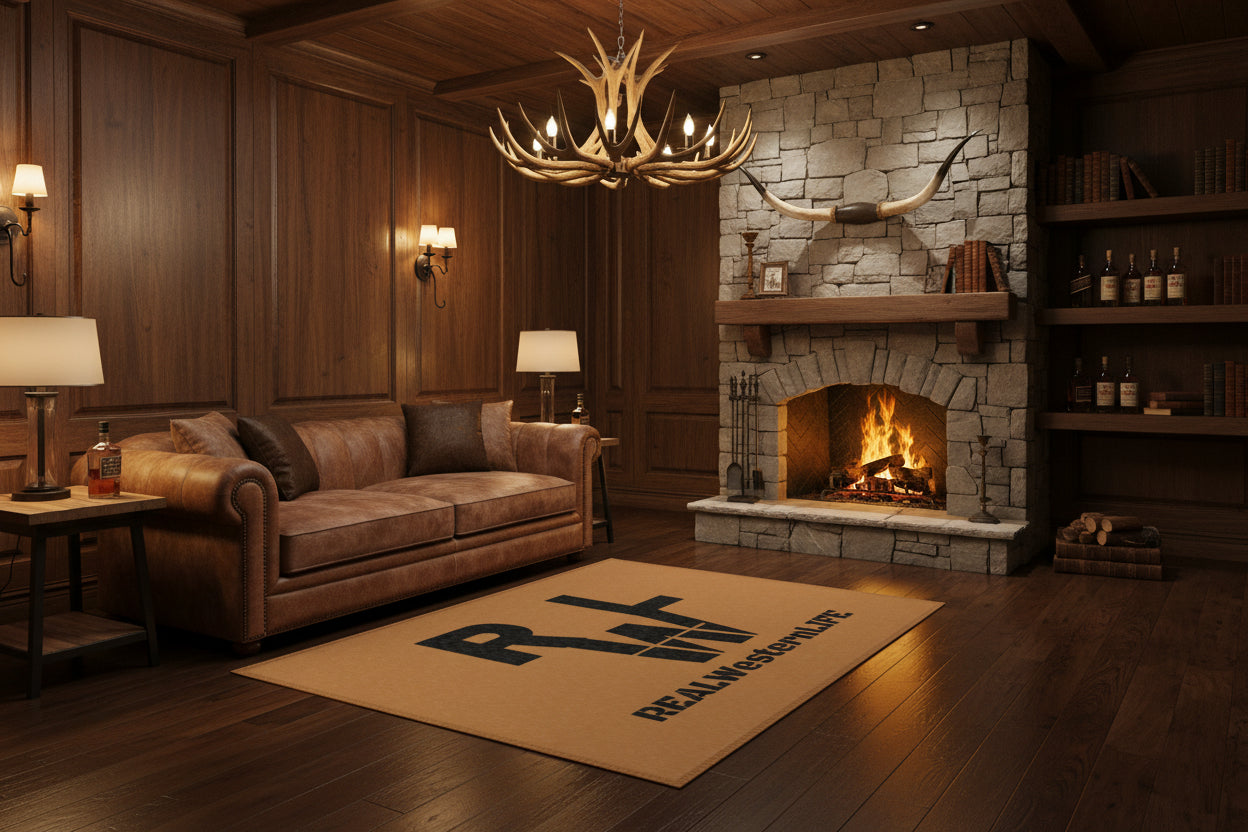 Real Western Life Black Brand-  Home Decor Brown Area Rug - Customize