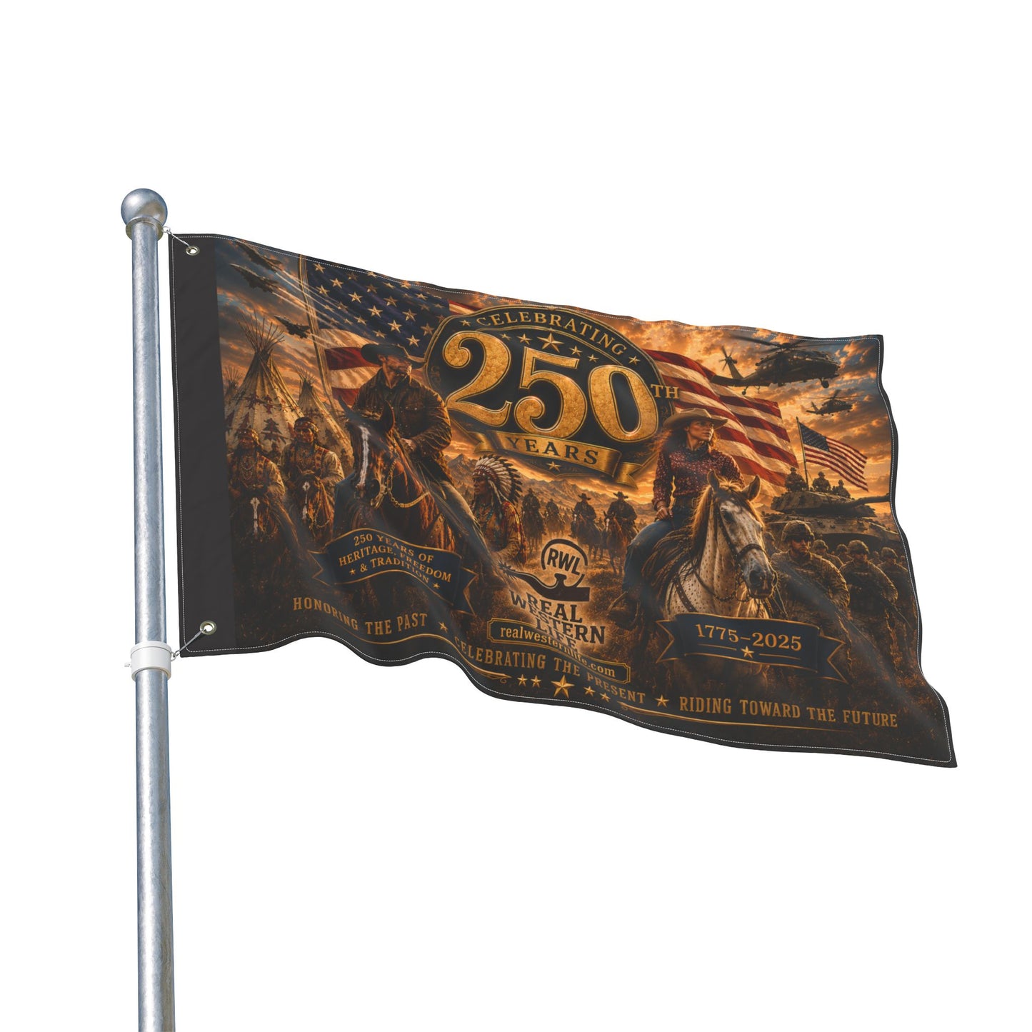 250 Years Real Western Life Double-Sided Patriotic Flag