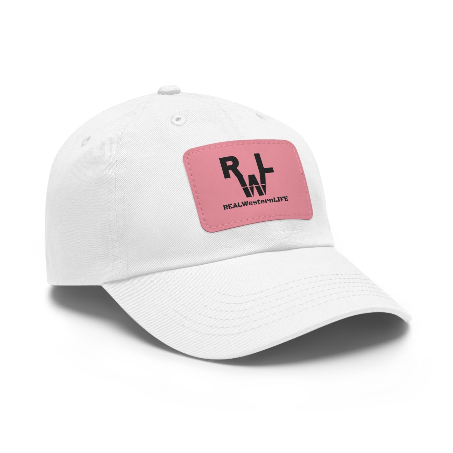 Leather Patch Dad Hat — RW RealWaterLife Logo Adjustable Baseball Cap