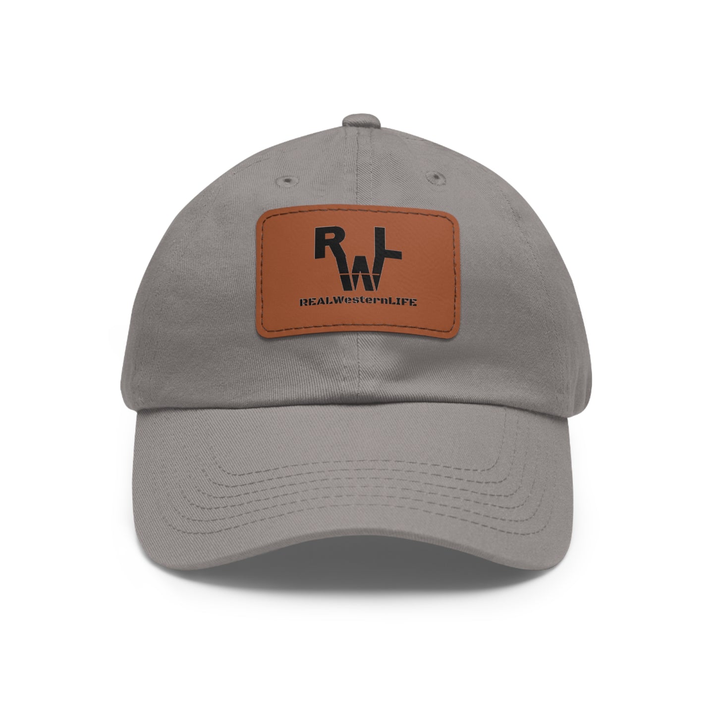 Leather Patch Dad Hat — RW RealWaterLife Logo Adjustable Baseball Cap