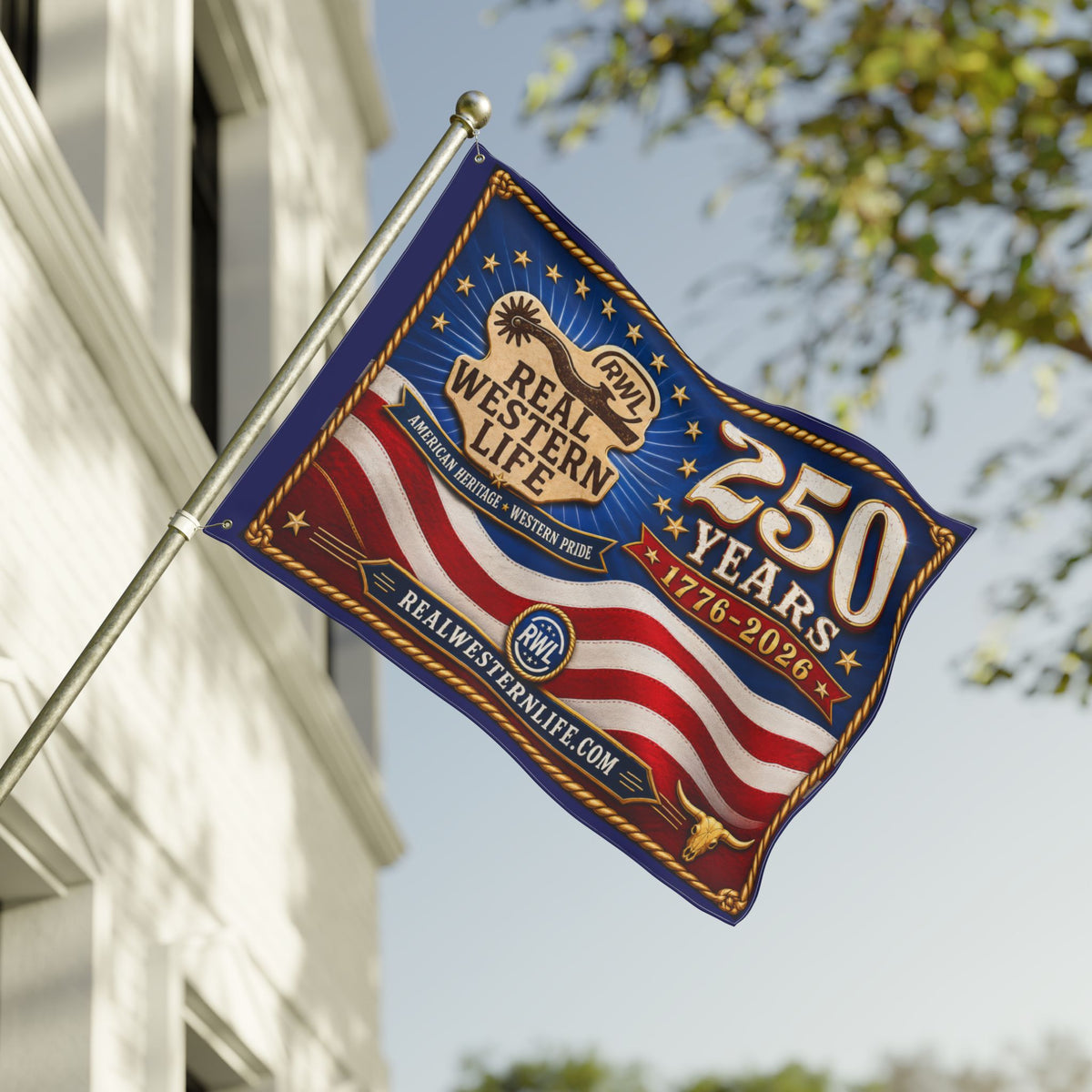 RWL 250 Years Real Western Life Double-Sided Patriotic Flag
