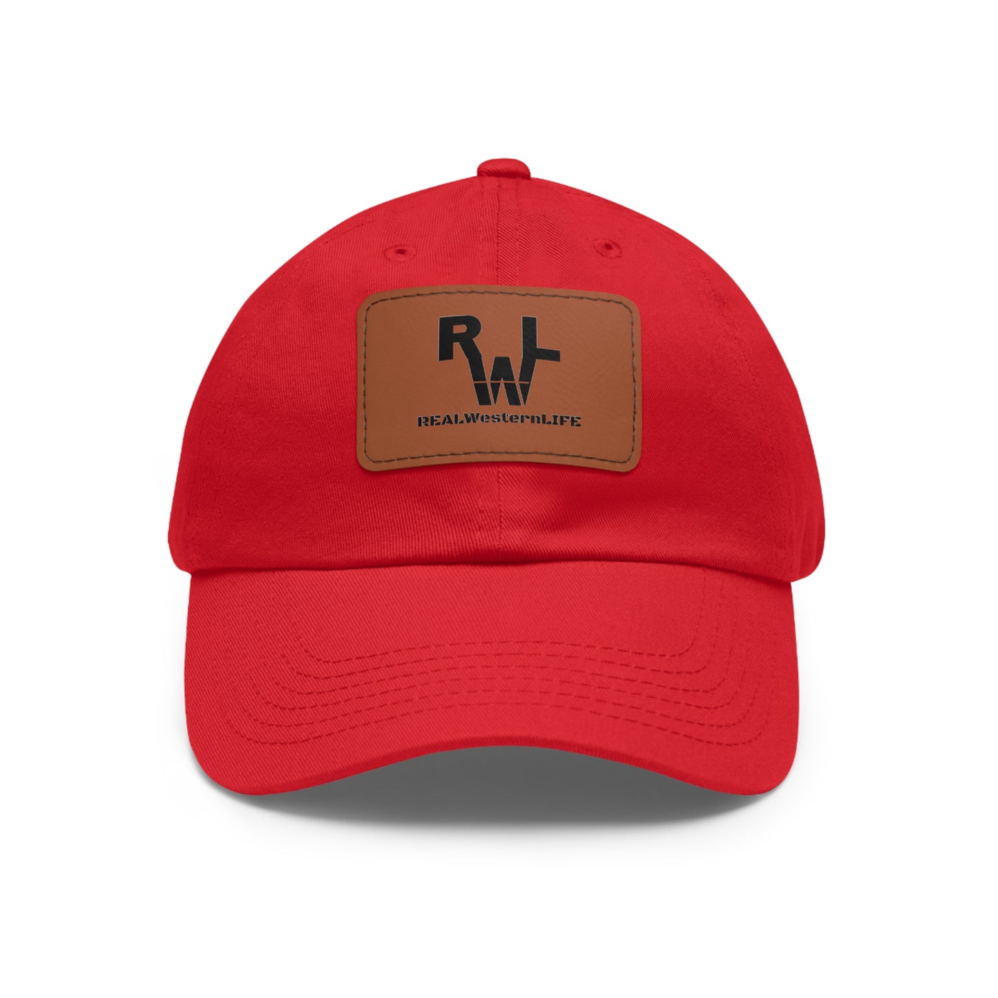 Leather Patch Dad Hat — RW RealWaterLife Logo Adjustable Baseball Cap