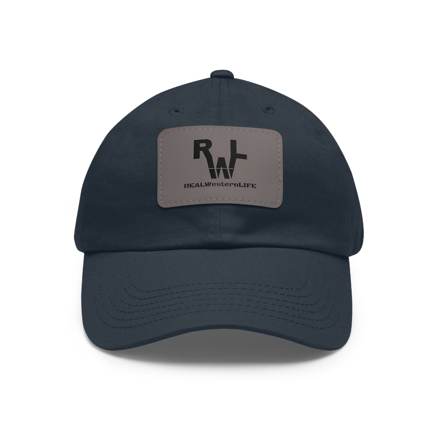 Leather Patch Dad Hat — RW RealWaterLife Logo Adjustable Baseball Cap