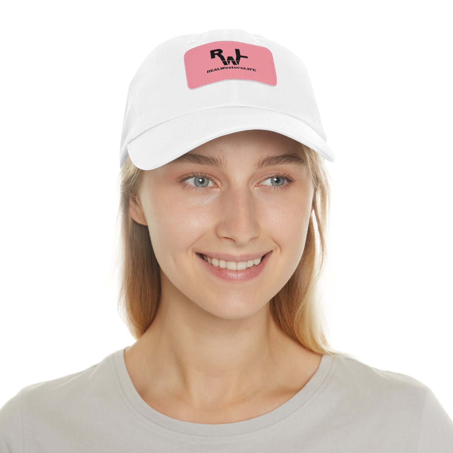 Leather Patch Dad Hat — RW RealWaterLife Logo Adjustable Baseball Cap
