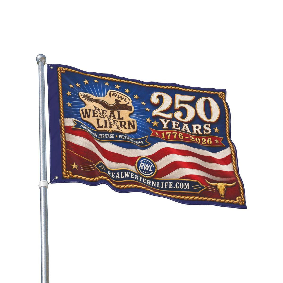 RWL 250 Years Real Western Life Double-Sided Patriotic Flag