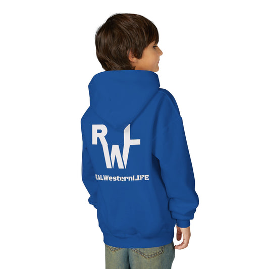 Kids Western Life Hooded Sweatshirt - Customize with your own Brand/Ranch name or leave it Real Western Life Branding - White Brand