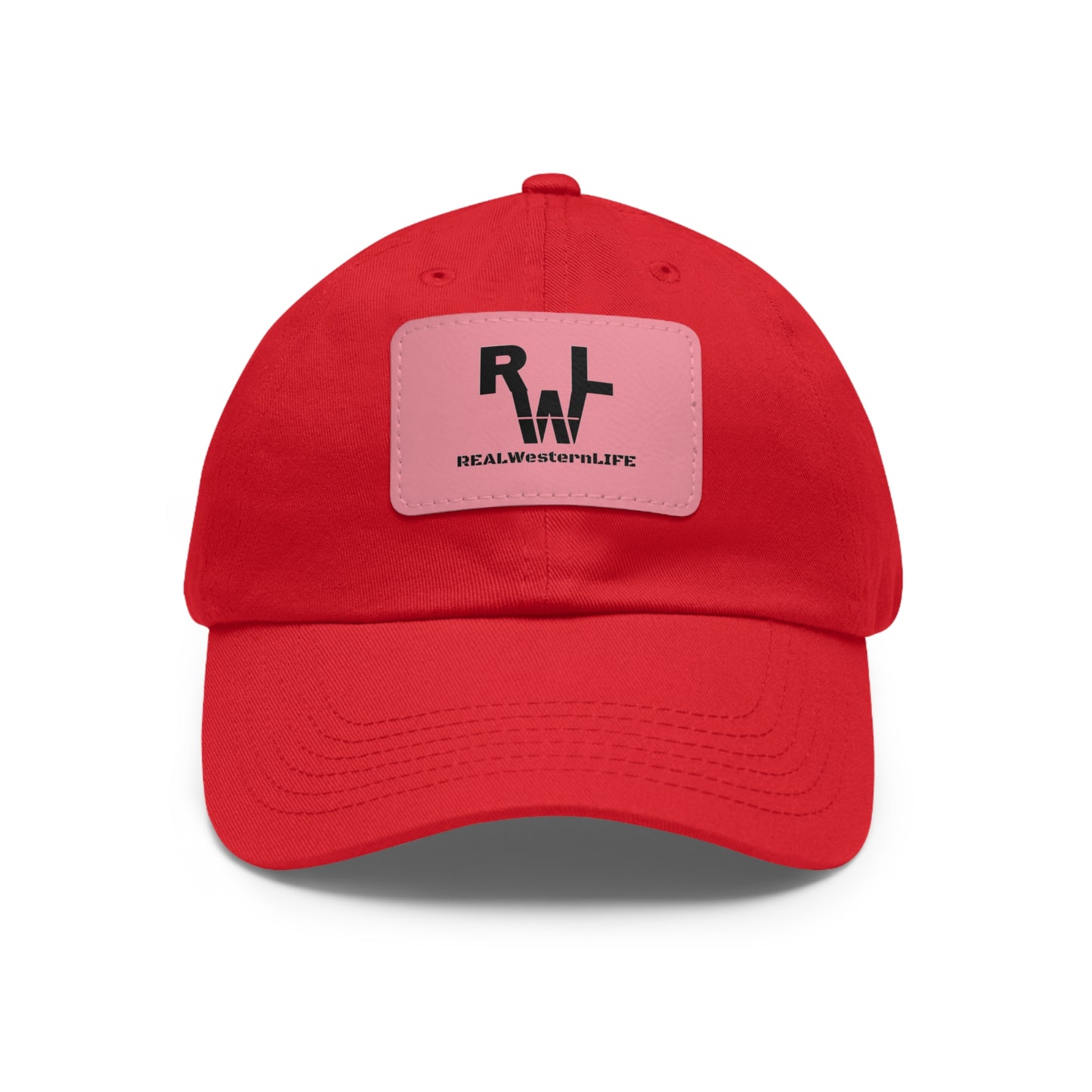 Leather Patch Dad Hat — RW RealWaterLife Logo Adjustable Baseball Cap