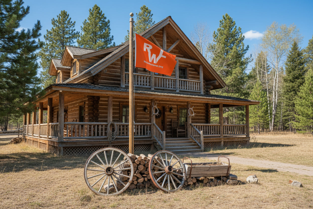 Real Western Life - Double Sided Flag - Customize it with your own Brand and Ranch name!