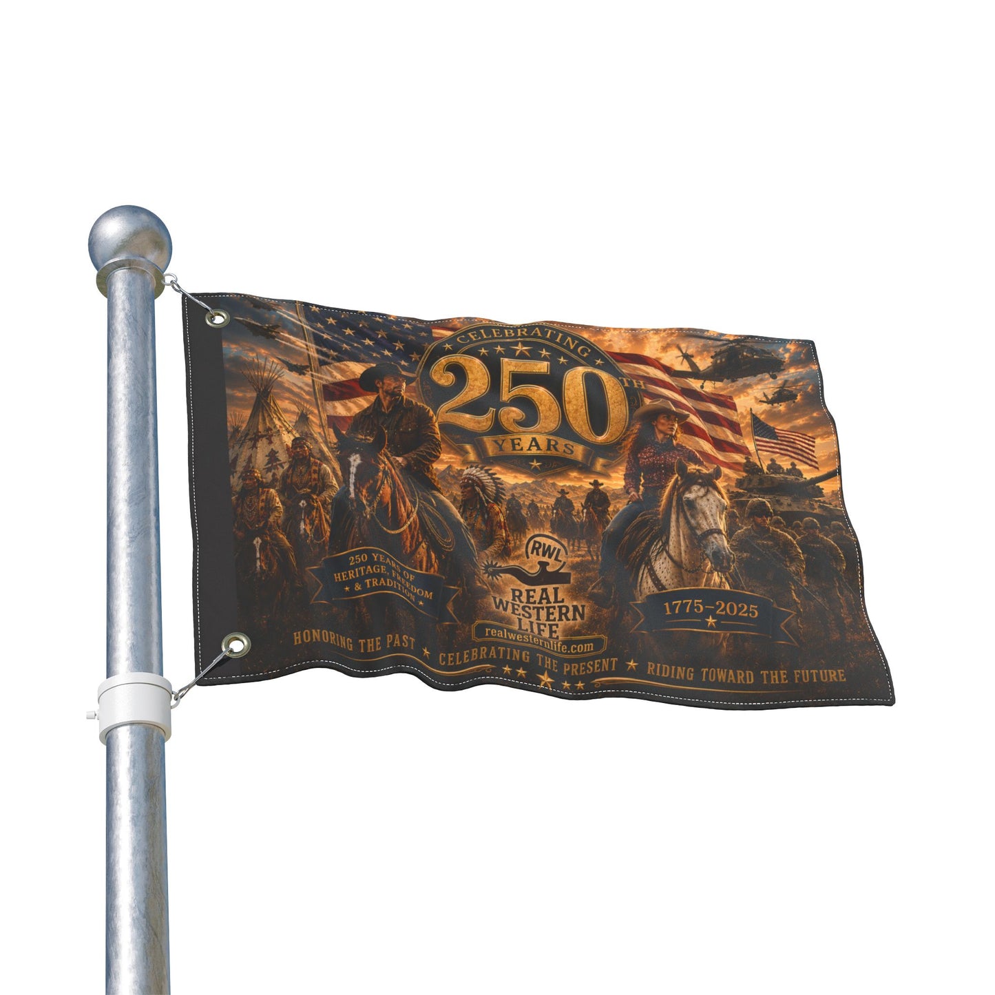 250 Years Real Western Life Double-Sided Patriotic Flag
