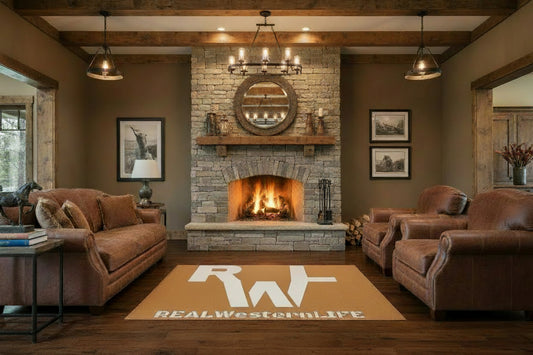 `Real Western Life (RWL) White Brand -  Home Decor Area Rug - Customize with your own Brand/Ranch name or leave it RWL Branding