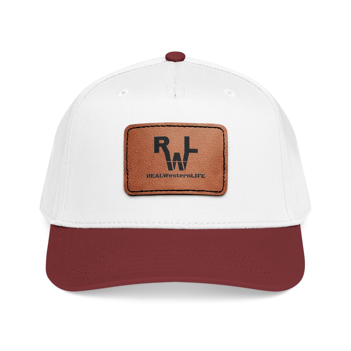 Real Western Life -Leather Patch Baseball Cap — Retro Rugged Logo Hat