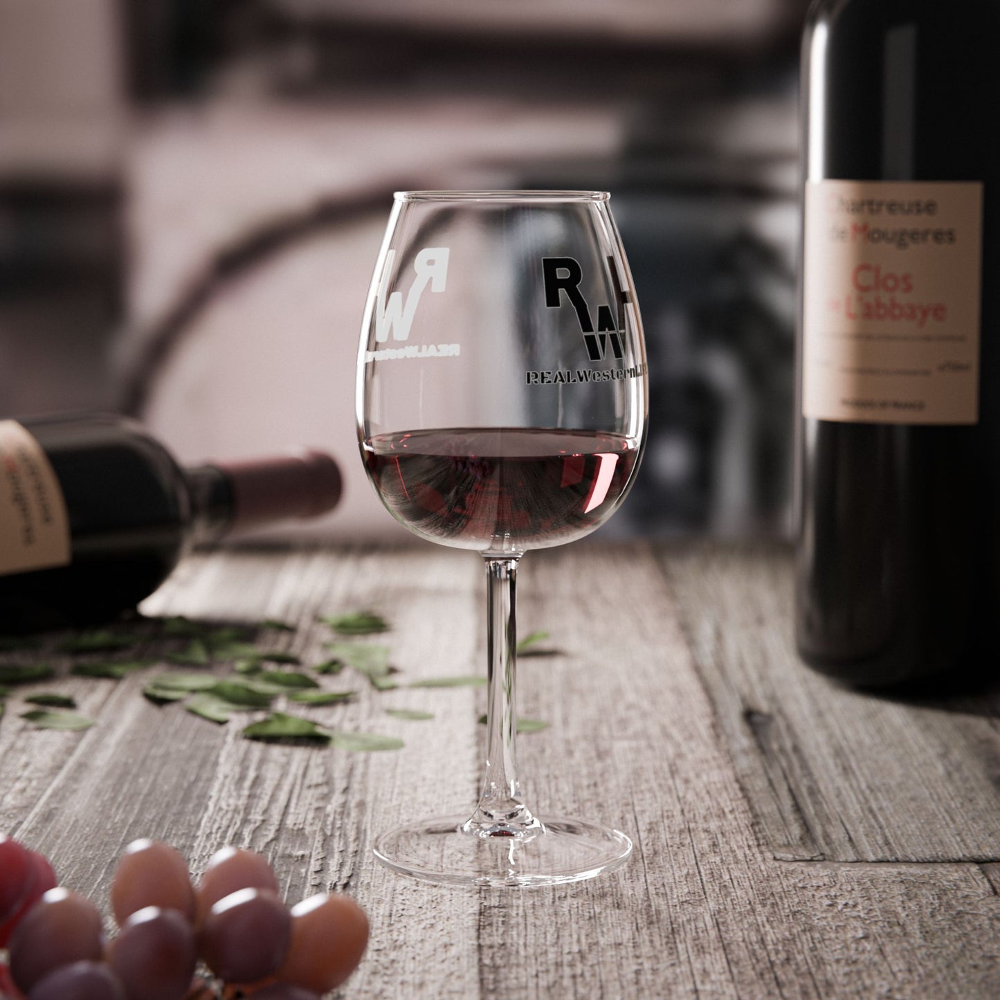 Real Western Life (RWL) Black Brand - 12oz Etched Wine Glass  Stemmed Glassware - Customizable with your brand/ranch name or leave it  with the RWL branding!