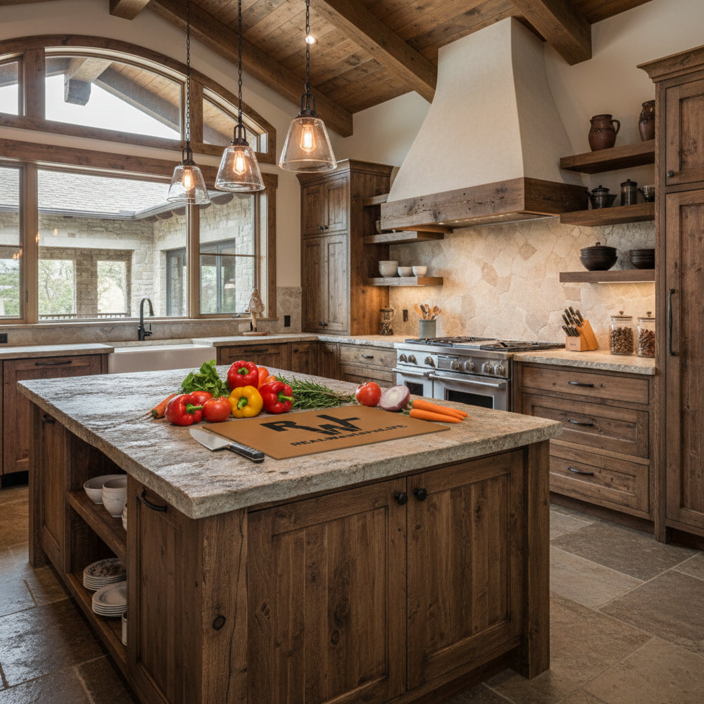 Real Western Life (RWL) - Glass Cutting Board — Western Kitchen Cutting Board -Customize with your own Brand/Ranch name or leave it RWL Branding