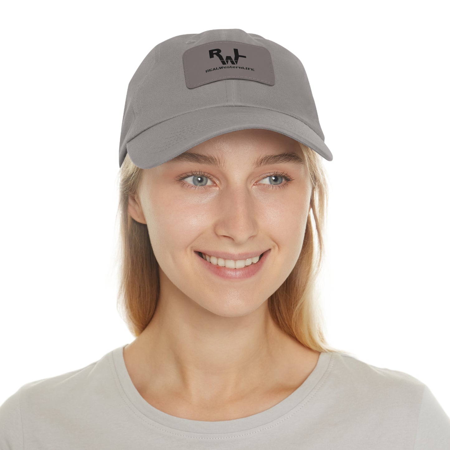 Leather Patch Dad Hat — RW RealWaterLife Logo Adjustable Baseball Cap