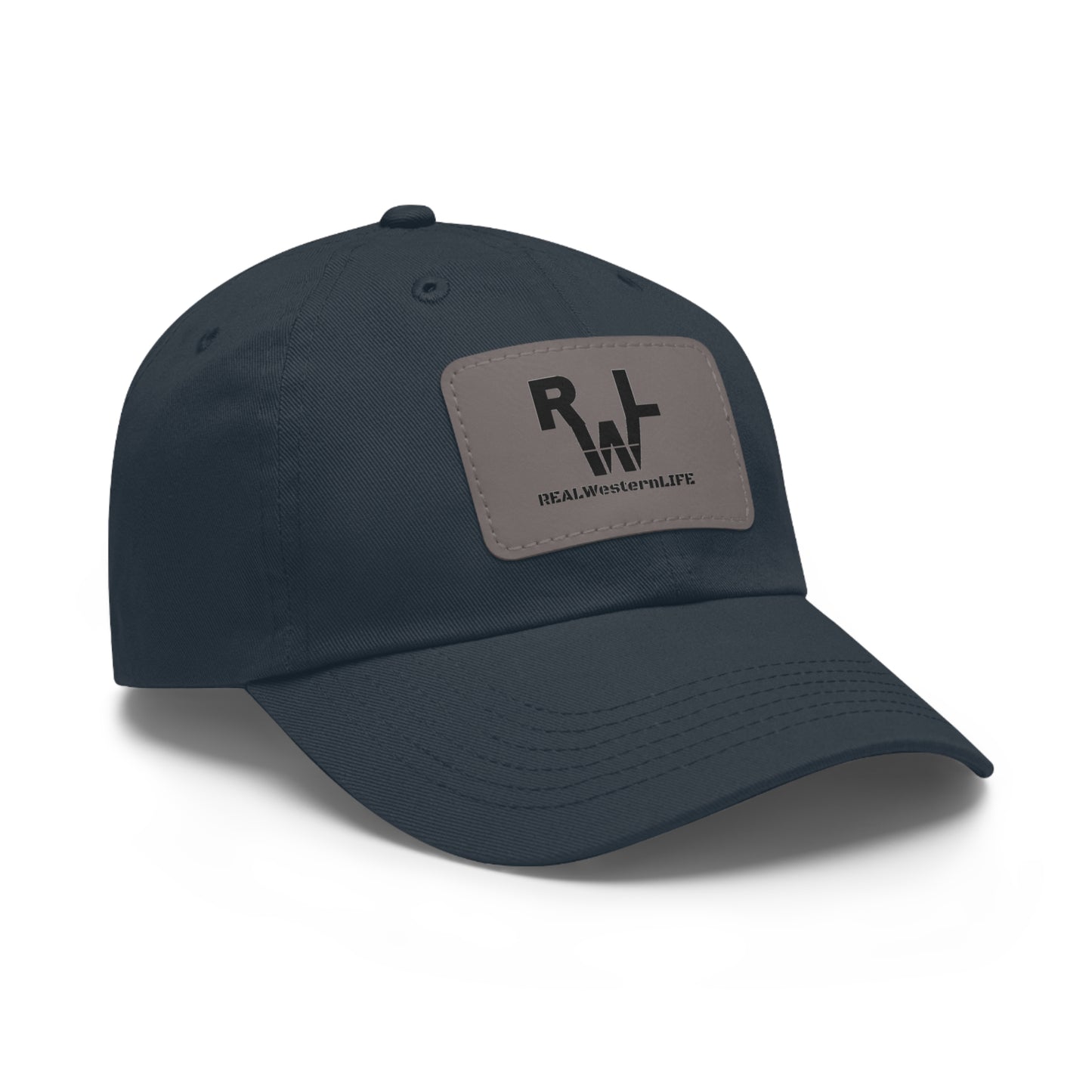 Leather Patch Dad Hat — RW RealWaterLife Logo Adjustable Baseball Cap