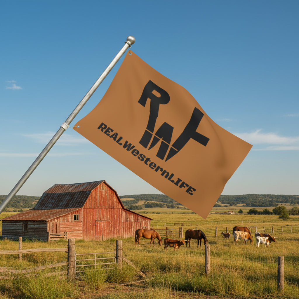 Brown Double Sided Flag - Black Brand -  Customizable with your own Brand/Ranch name or leave it with RWL Branding