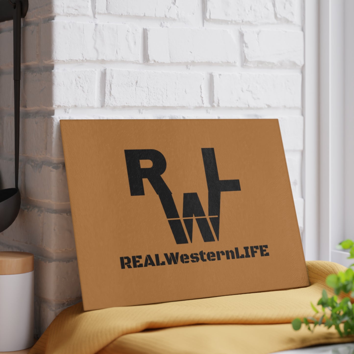 Real Western Life (RWL) - Glass Cutting Board — Western Kitchen Cutting Board -Customize with your own Brand/Ranch name or leave it RWL Branding