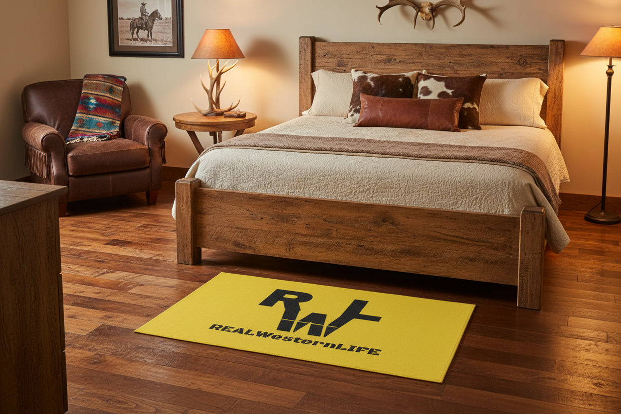 Real Western Life Black Brand-  Home Decor - Yellow Area Rug - Customize