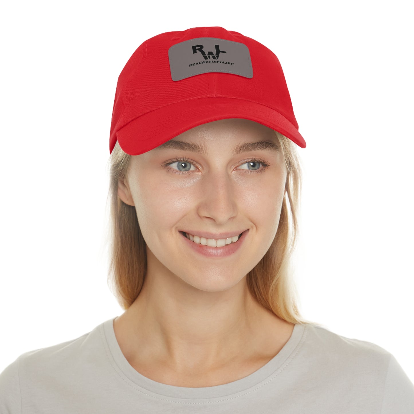 Leather Patch Dad Hat — RW RealWaterLife Logo Adjustable Baseball Cap