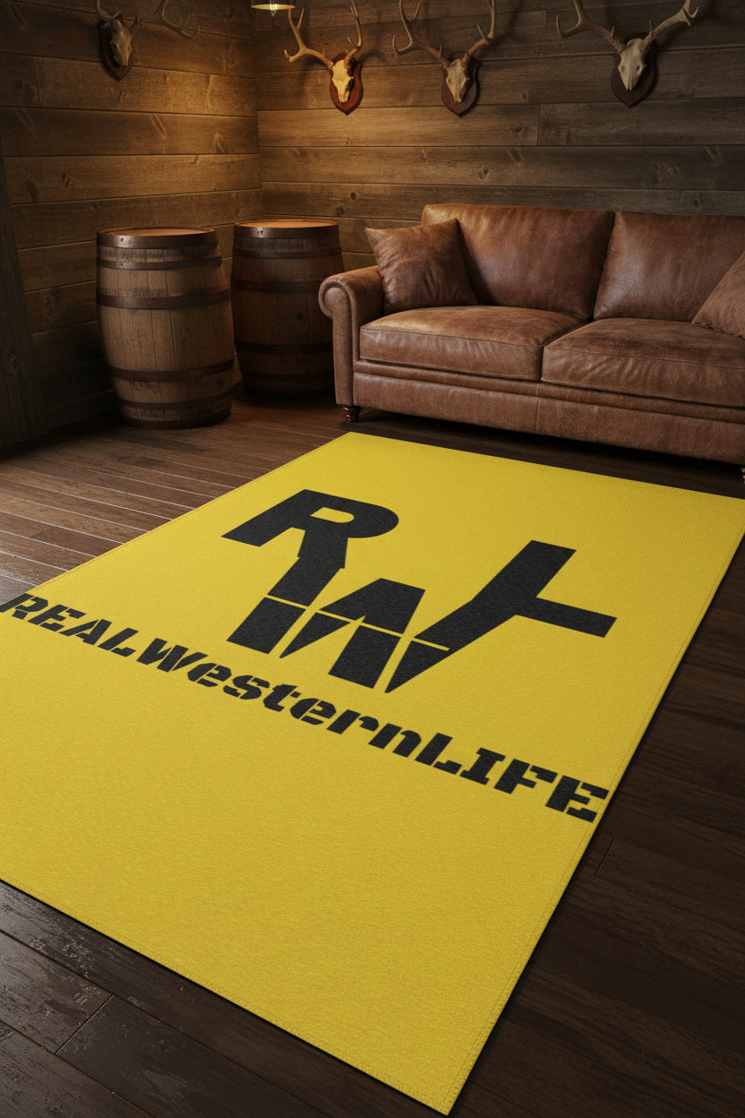 Real Western Life Black Brand-  Home Decor - Yellow Area Rug - Customize