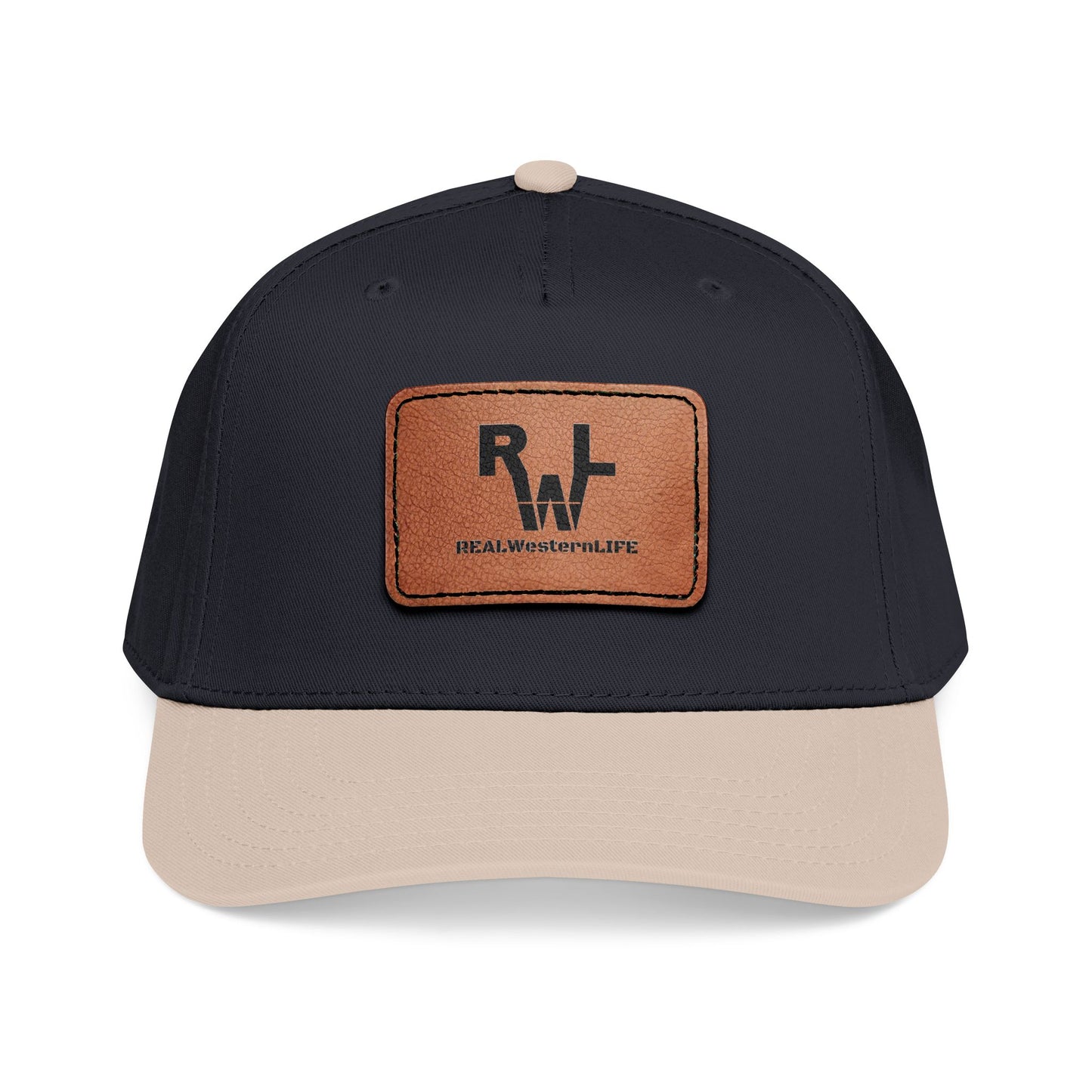 Real Western Life -Leather Patch Baseball Cap — Retro Rugged Logo Hat