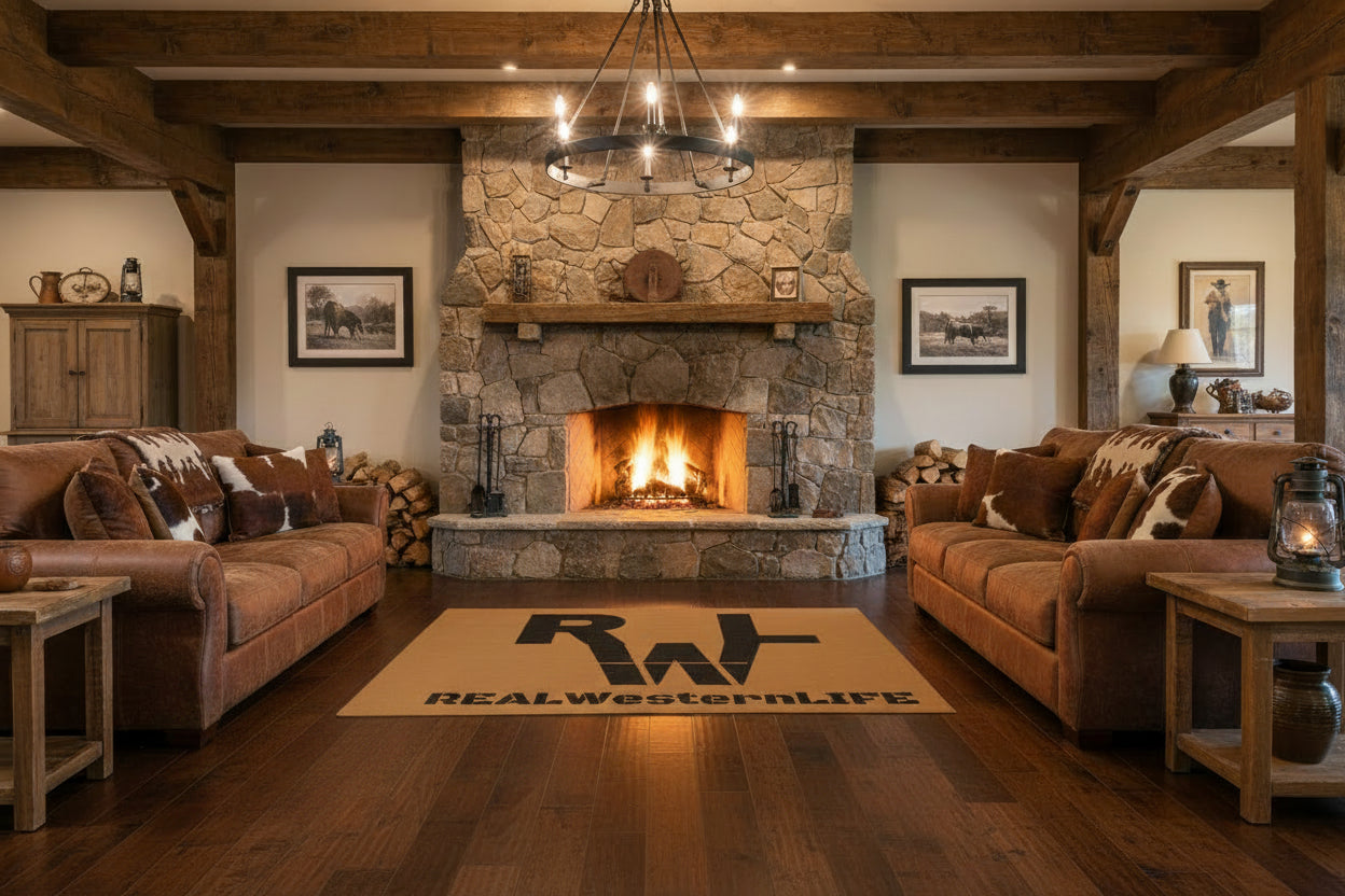 Real Western Life Black Brand-  Home Decor Brown Area Rug - Customize