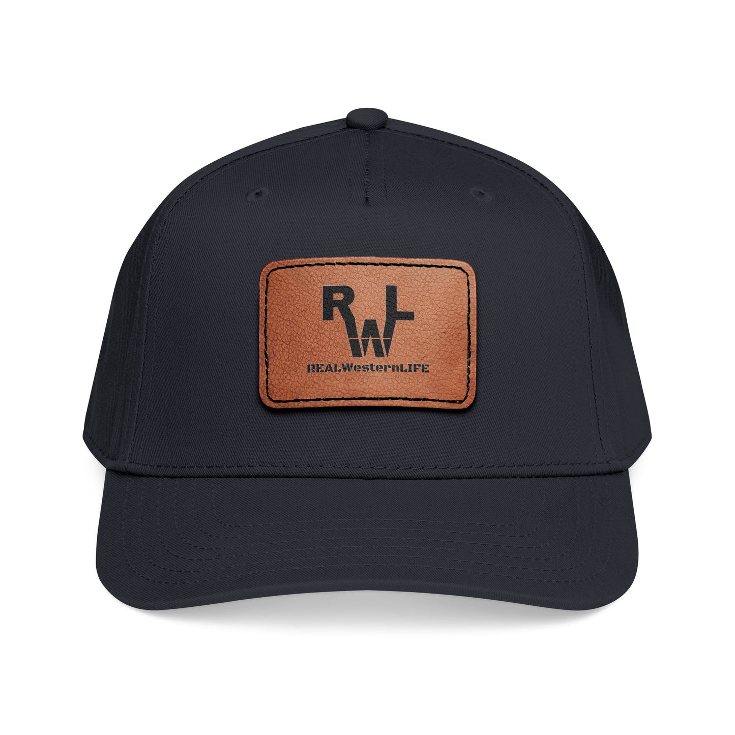 Real Western Life -Leather Patch Baseball Cap — Retro Rugged Logo Hat