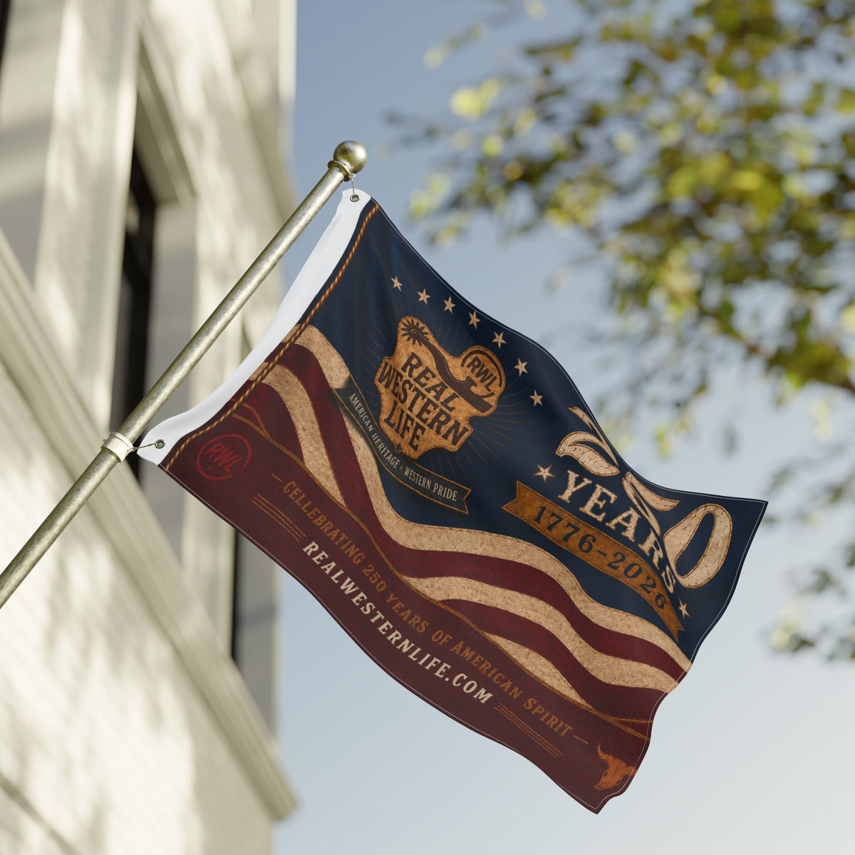 RWL 250 Years Real Western Life Double-Sided Patriotic Flag