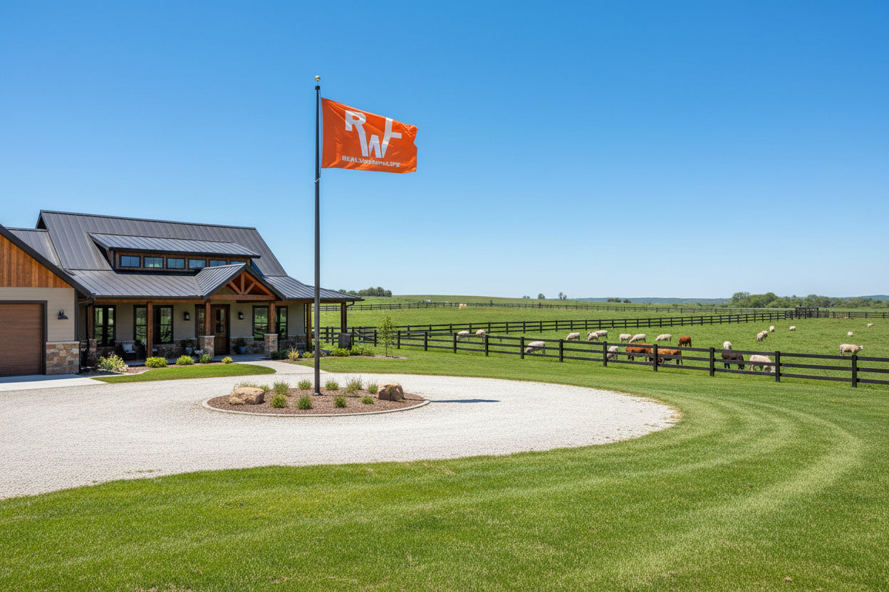 Real Western Life - Double Sided Flag - Customize it with your own Brand and Ranch name!