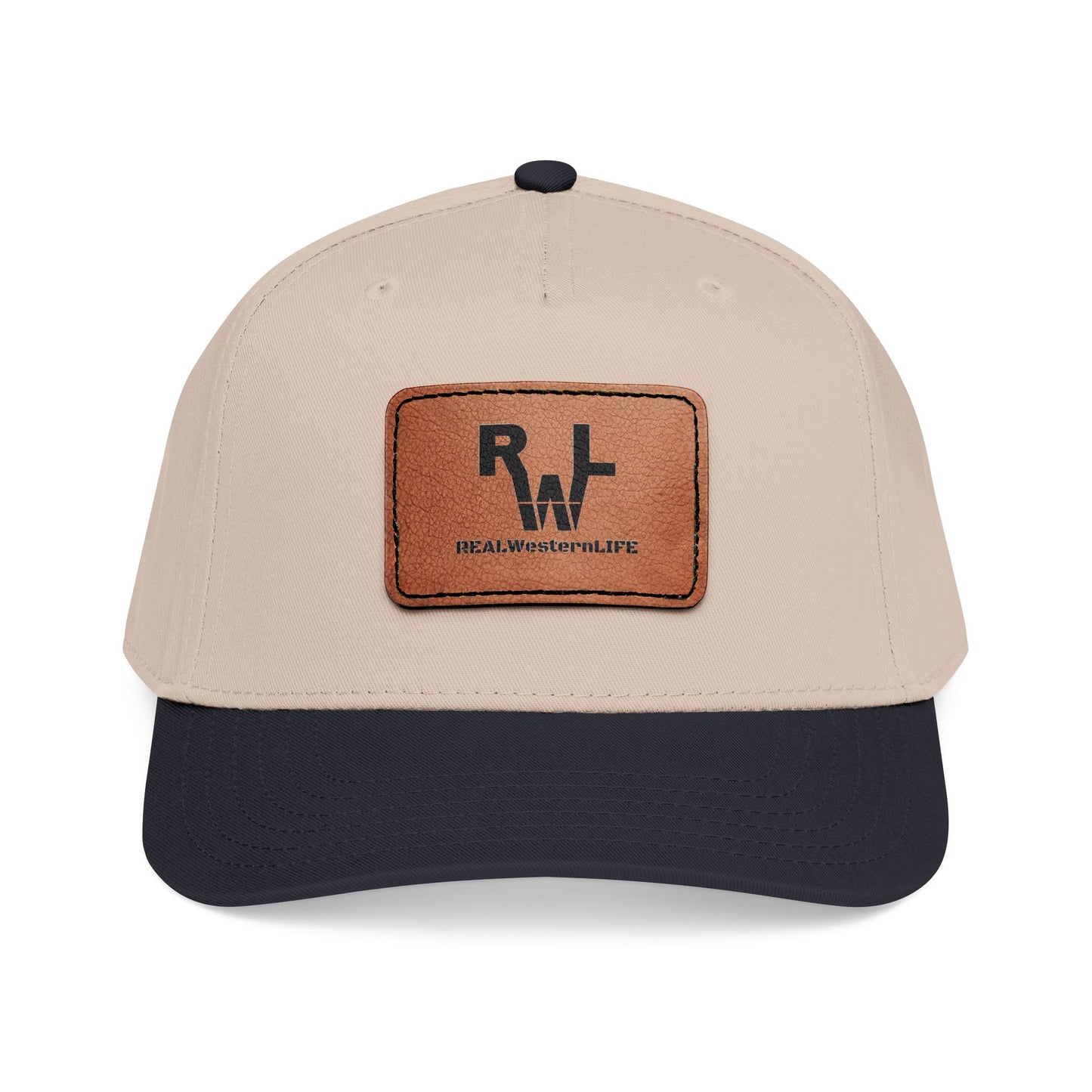 Real Western Life -Leather Patch Baseball Cap — Retro Rugged Logo Hat