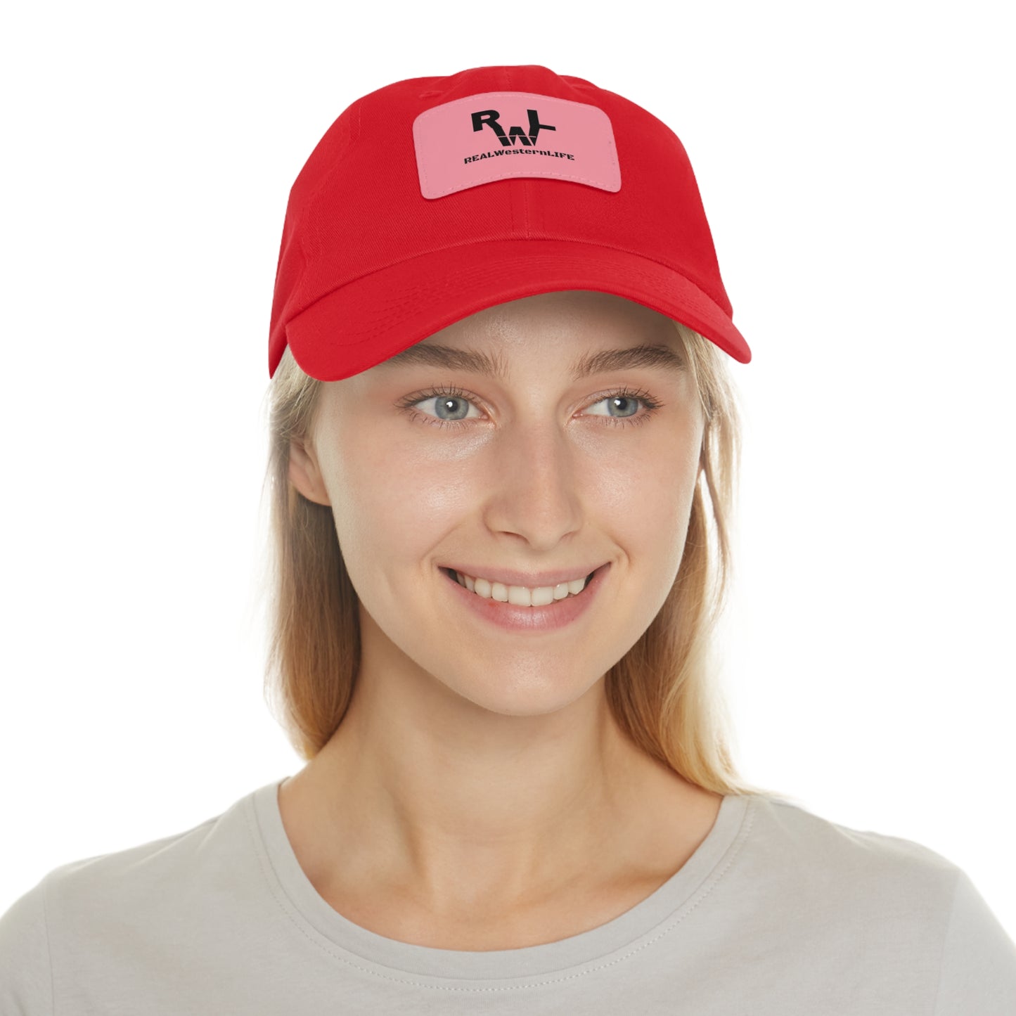 Leather Patch Dad Hat — RW RealWaterLife Logo Adjustable Baseball Cap