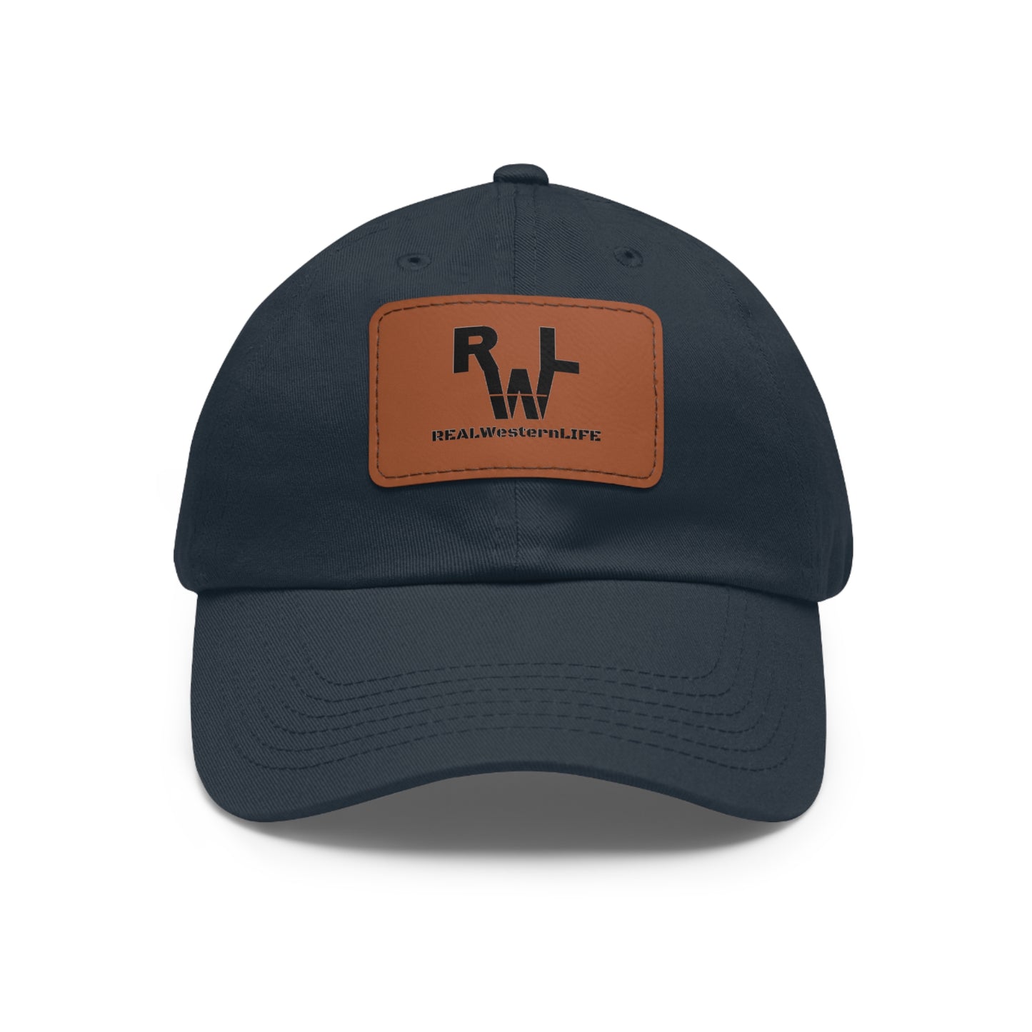 Leather Patch Dad Hat — RW RealWaterLife Logo Adjustable Baseball Cap