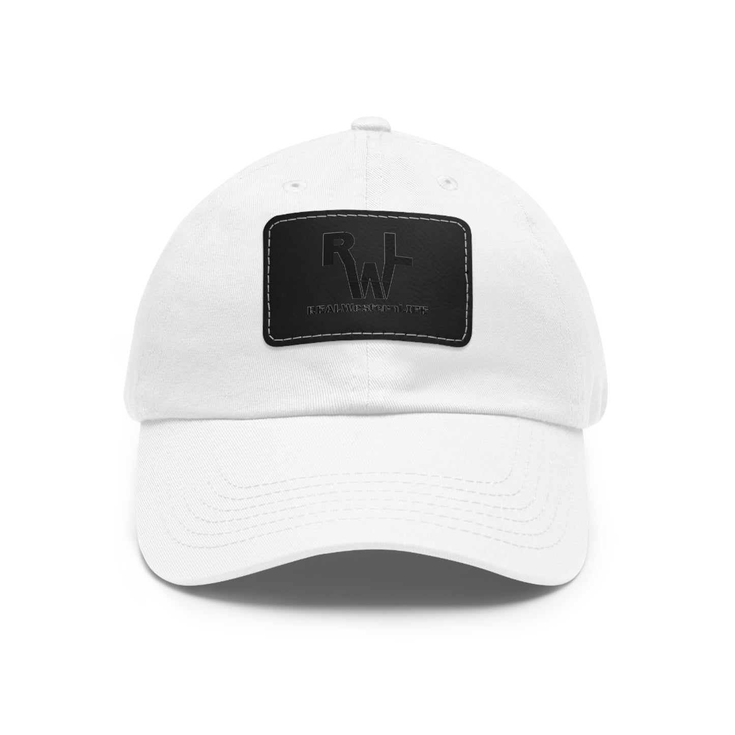Leather Patch Dad Hat — RW RealWaterLife Logo Adjustable Baseball Cap