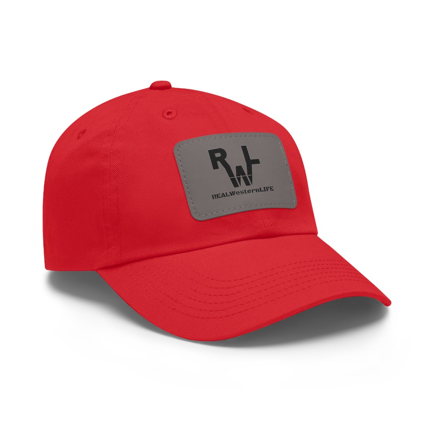 Leather Patch Dad Hat — RW RealWaterLife Logo Adjustable Baseball Cap