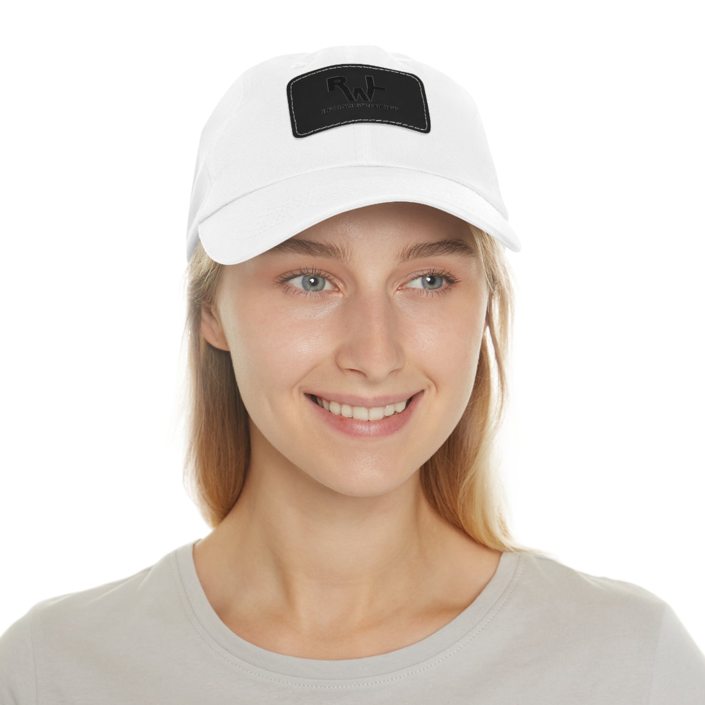 Leather Patch Dad Hat — RW RealWaterLife Logo Adjustable Baseball Cap