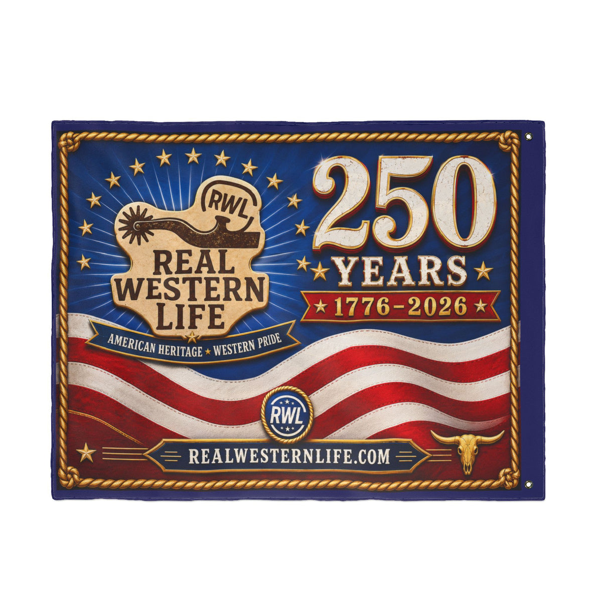 RWL 250 Years Real Western Life Double-Sided Patriotic Flag