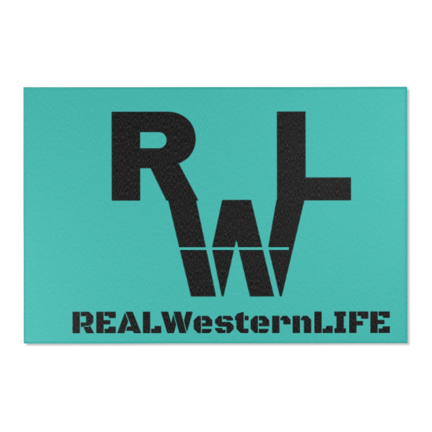 Real Western Life (RWL) Black Brand-  Home Decor Teal Area Rug - Customize
