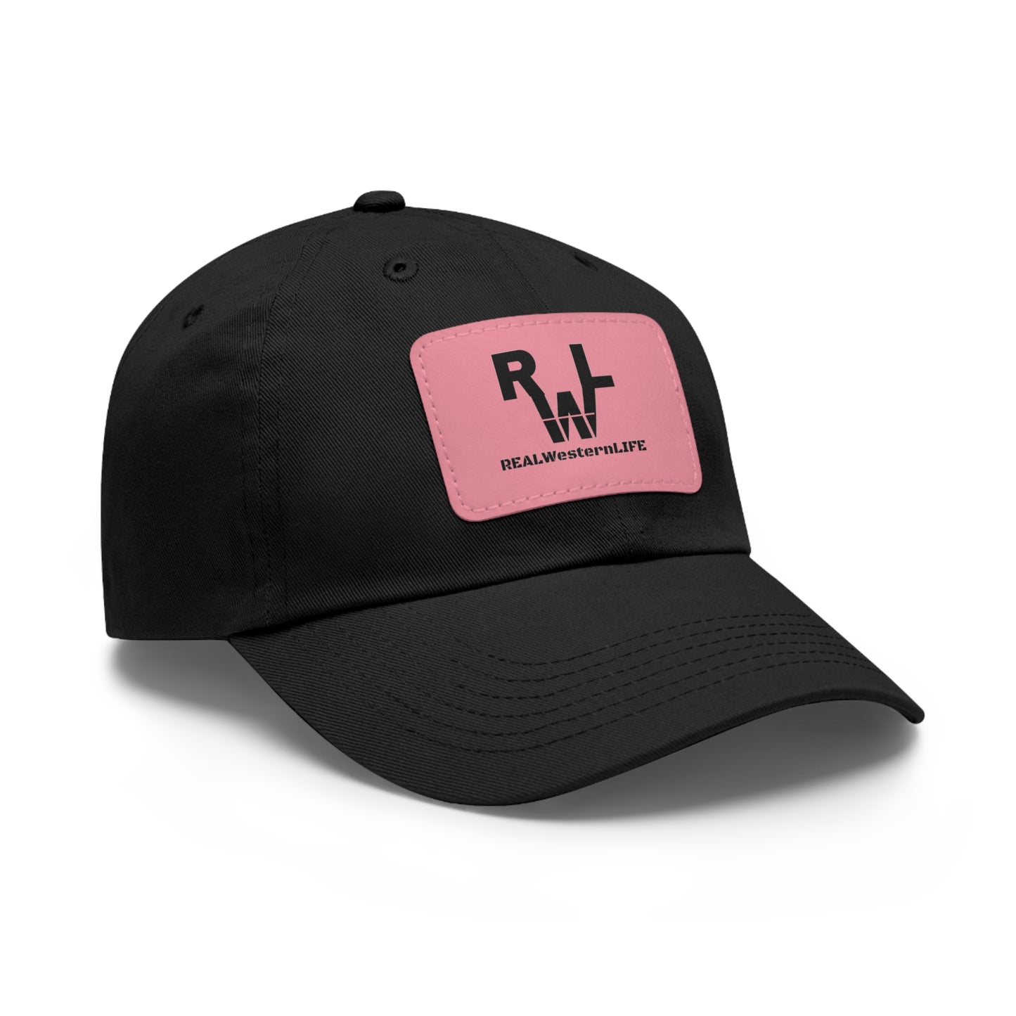Leather Patch Dad Hat — RW RealWaterLife Logo Adjustable Baseball Cap