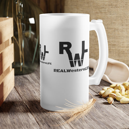Real Western Life (RWL) - Frosted Glass Beer Mug, Customizable with you Brand/Ranch name or leave it with RWL Branding