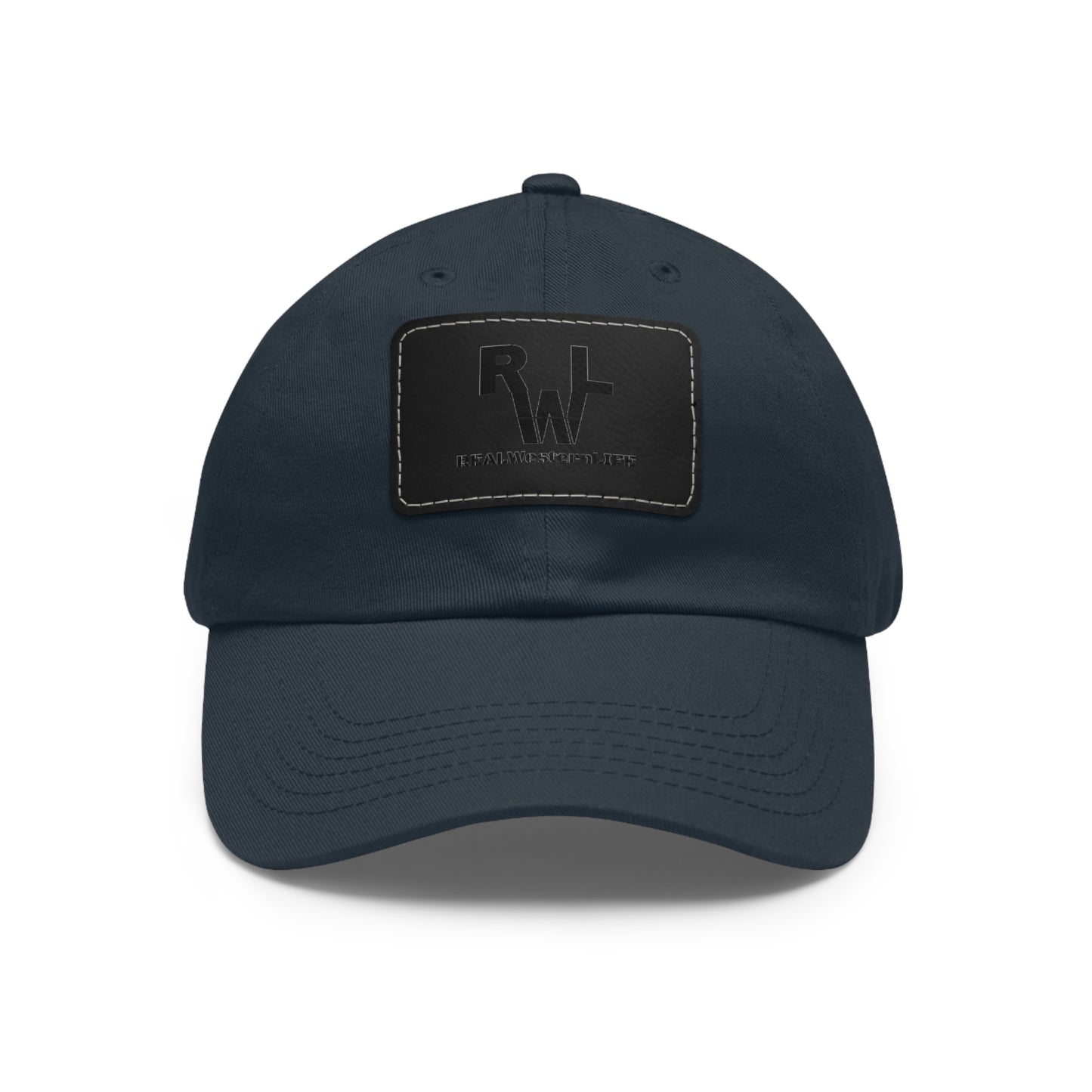 Leather Patch Dad Hat — RW RealWaterLife Logo Adjustable Baseball Cap