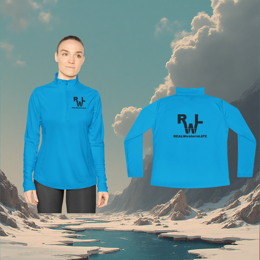 Ladies Quarter-Zip Pullover.  Customize with your Brand/Ranch name or leave it Real Western Life (RWL) Branding - Black Brand